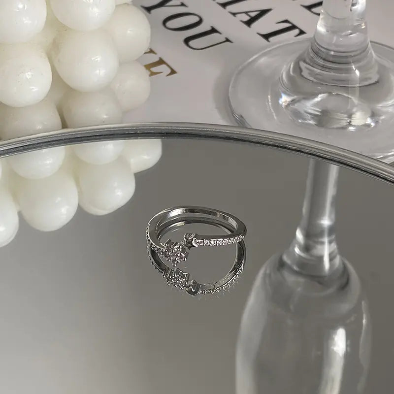 Exquisite Zircon Cross Asterism Ring for Women